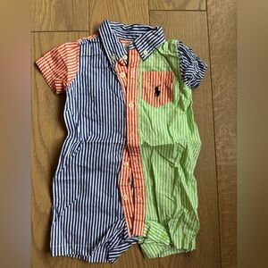 Polo Striped Kids romper - Blue, Orange, Green